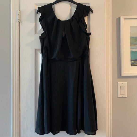 Dresses & Skirts - Express Black Fit &amp; Flare Dress with Lace Detail 10